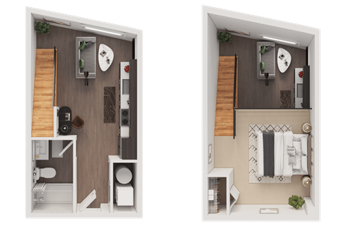 Floor plan for 1 bed, 1 bath, 535 sqft